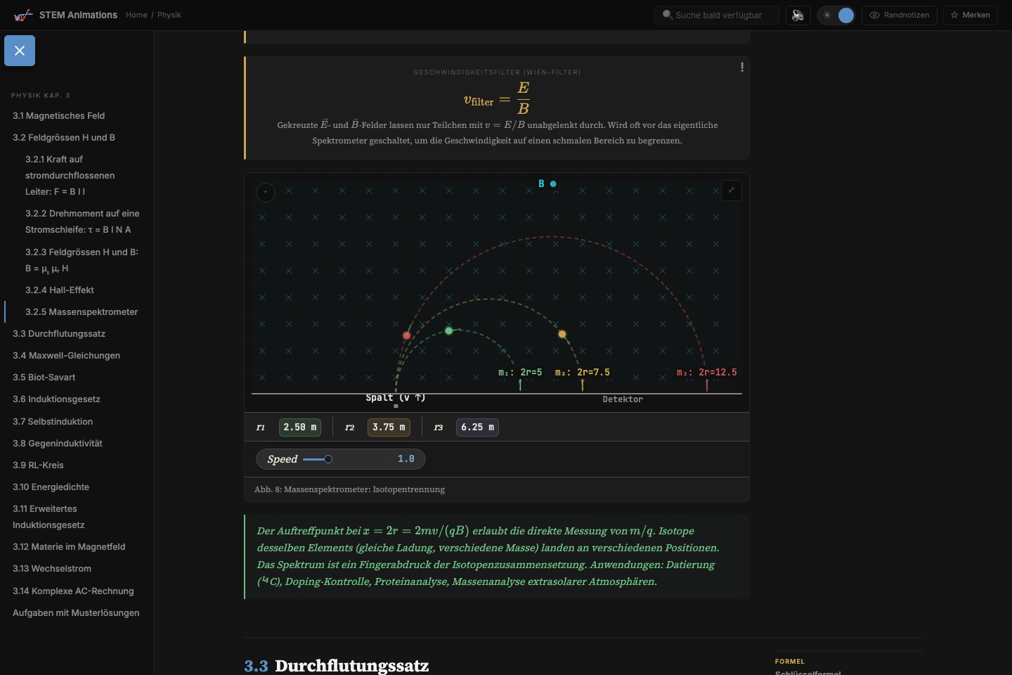 STEM Animations zeigt ein Massenspektrometer mit Isotopentrennung